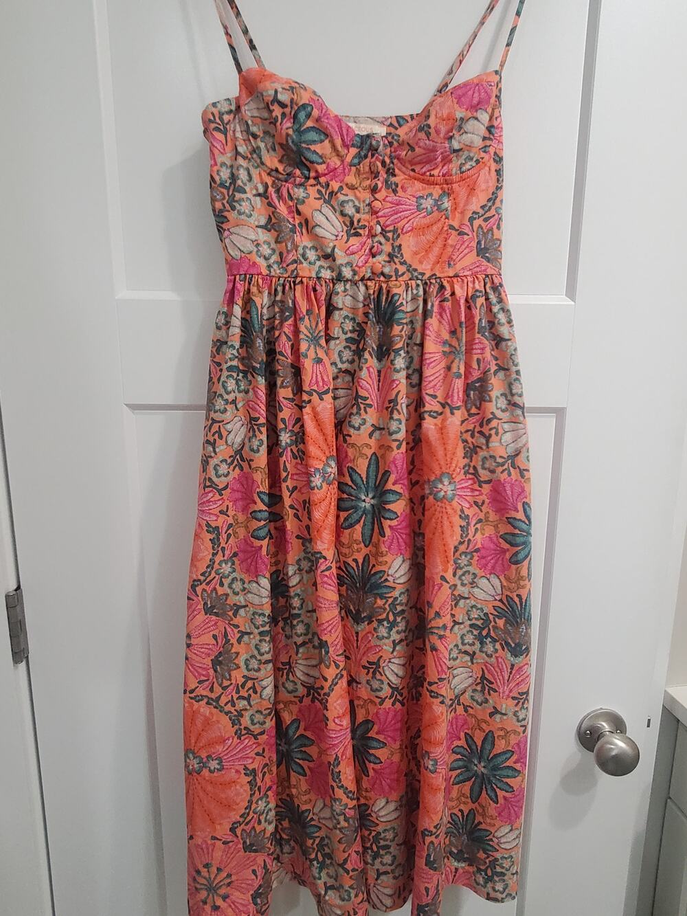 Olivaceous smocked floral midi dress size medium